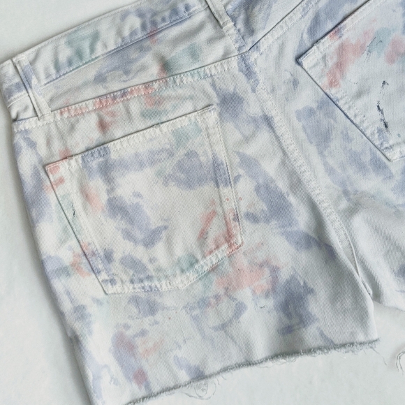 John Elliott Denim Shorts Tie Dye 5-Pocket Fray Hem White Purple Push Pop 29 NWT - Picture 8 of 14